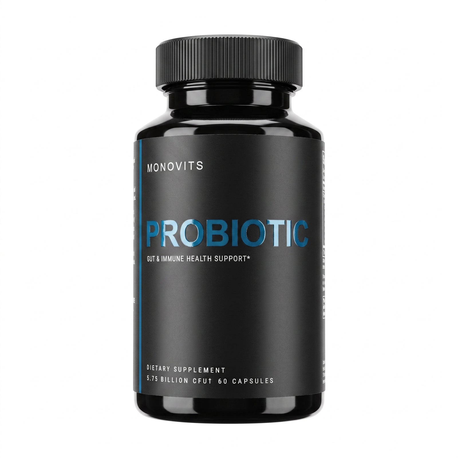 Monovits Advanced Probiotic — glossy black bottle