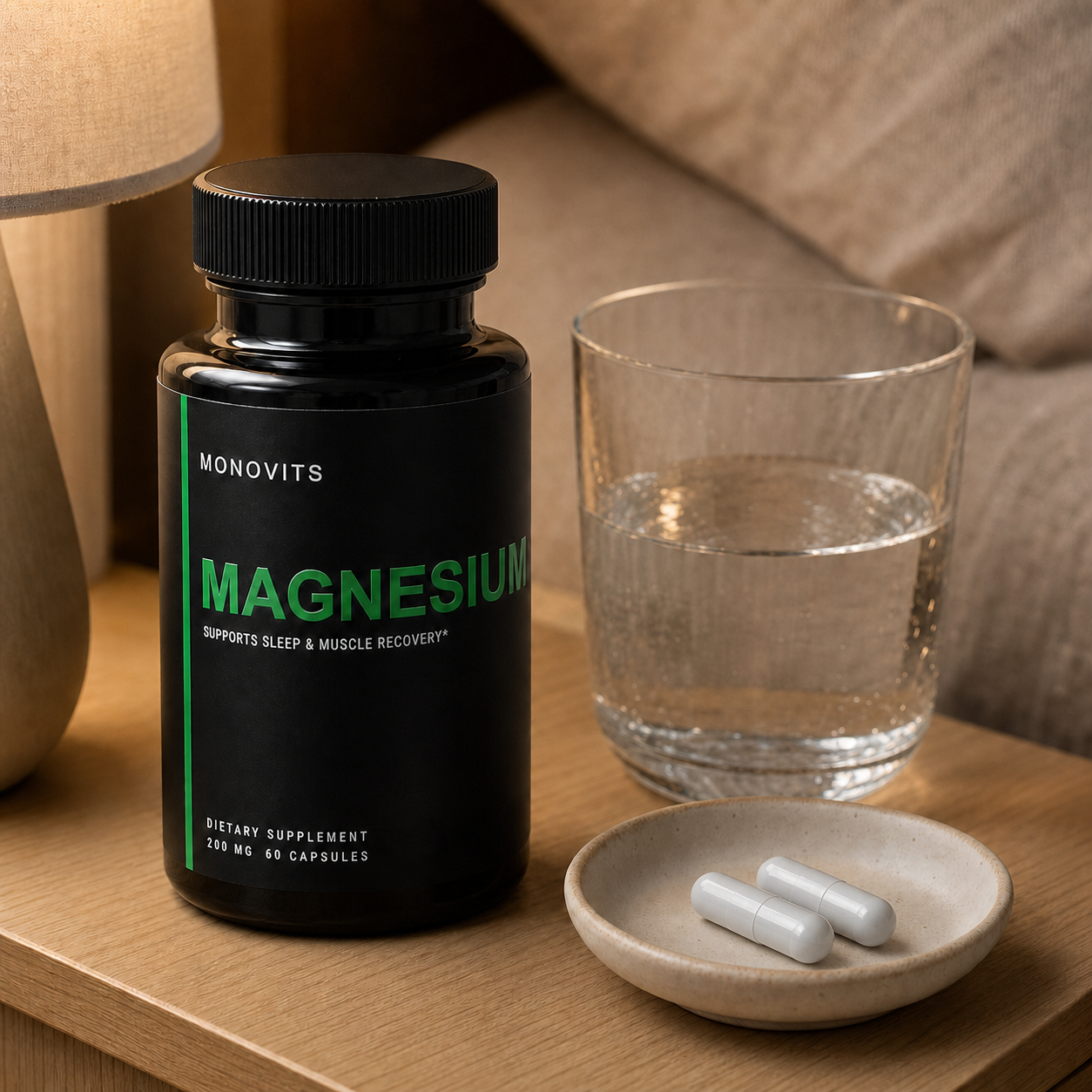 Monovits Magnesium Bisglycinate — evening lifestyle.