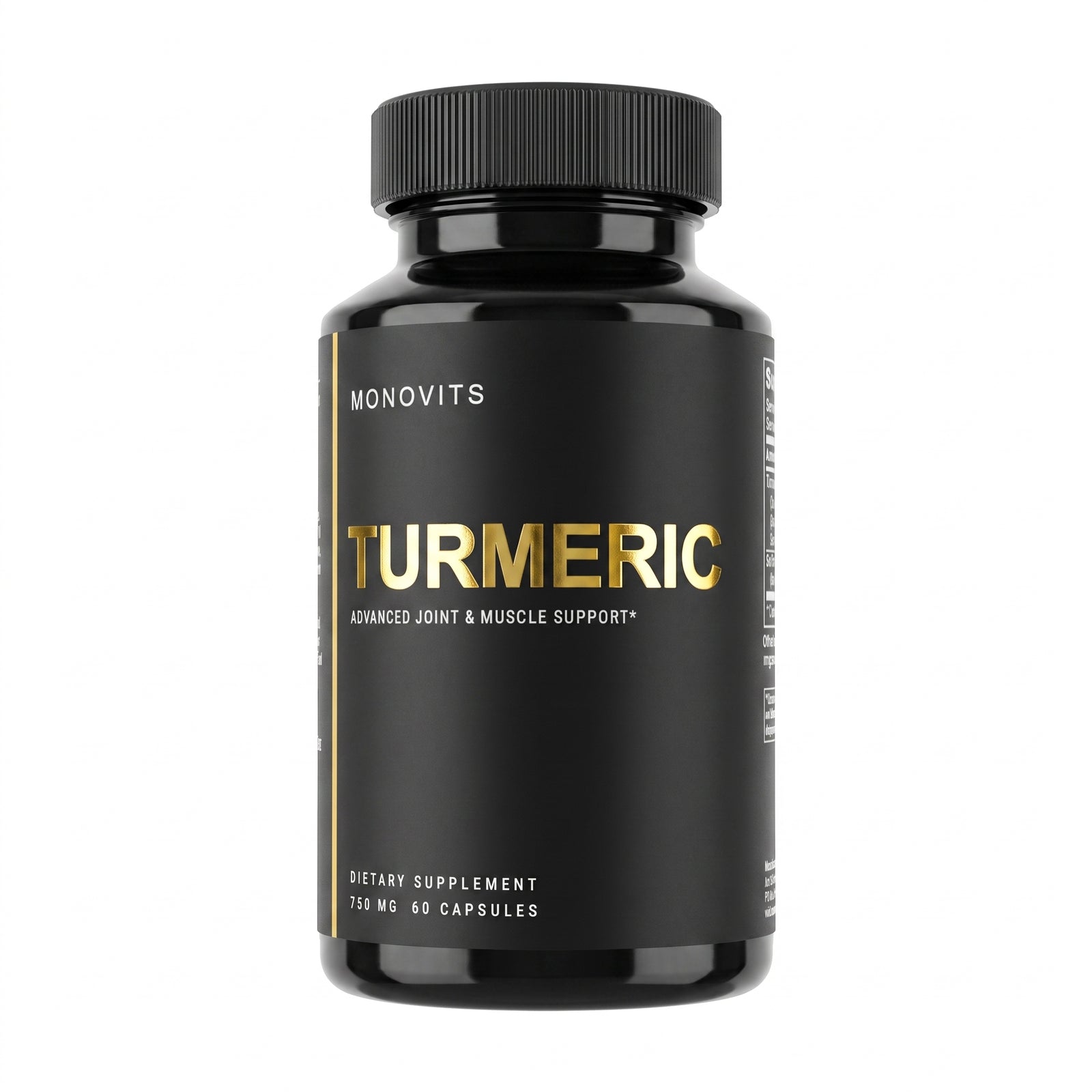 Monovits Turmeric 750mg — glossy black bottle
