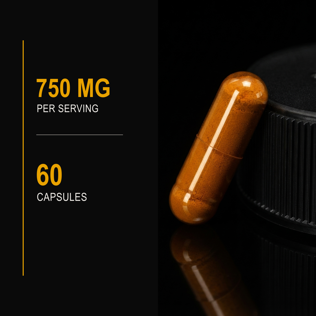 Monovits Turmeric 750mg — dosage and orange capsule detail.